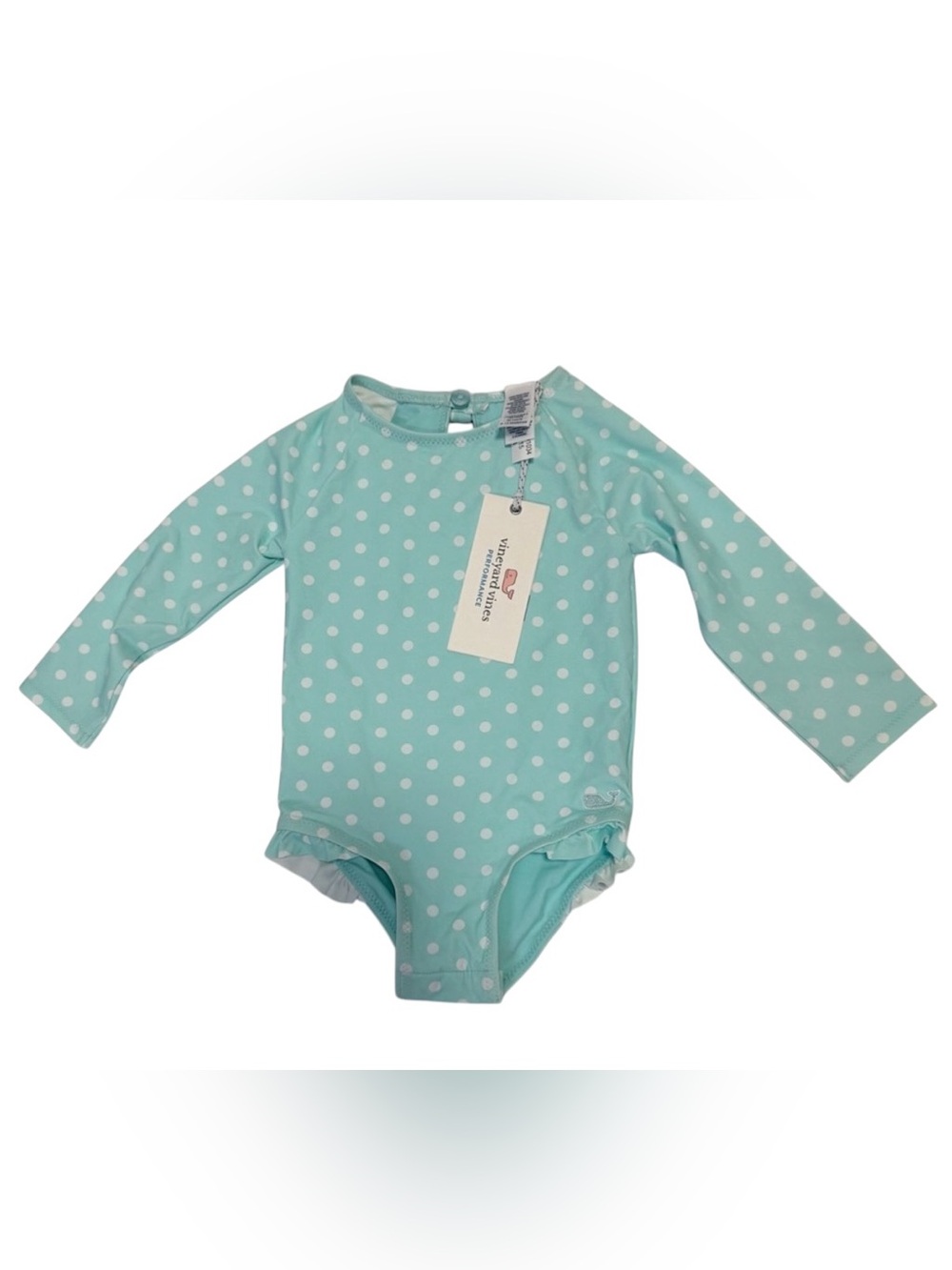 Vineyard Vines Baby Girl Swimsuit 6–12M Aqua Polka Dot NWT Summer Beach